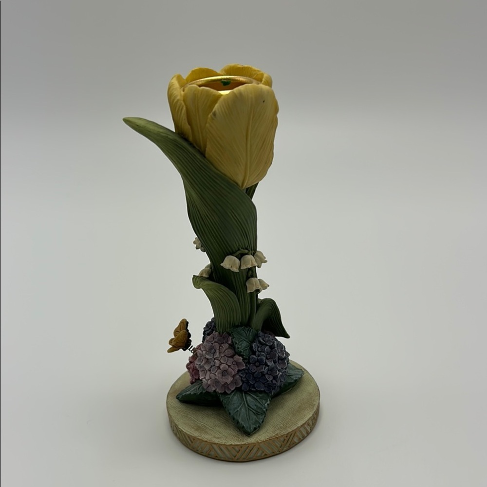 Vintage Handpainted Petals 'N More Pedestal Candle Holder By Artisan Flair Rare - Picture 6 of 9